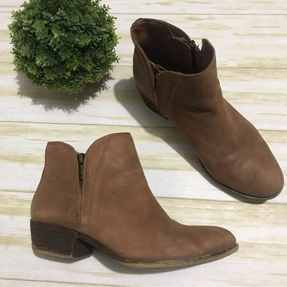 Lucky Brand Brown Leather Side Zipper Women’s Size 7 Western Comfort Classic